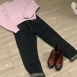 Gap sexy boyfriend jeans, size 29 regular, dark rinse, straight cut.